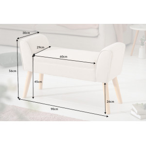 JEWEL szövet pad 90 cm – bézs / natúr