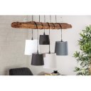 DRIFT modern 5 ágú fa függőlámpa 115 cm – natúr / fekete / szürke / fehér