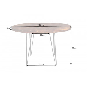 MAKASSAR tömör rózsafa kerek étkezőasztal - 80/120cm