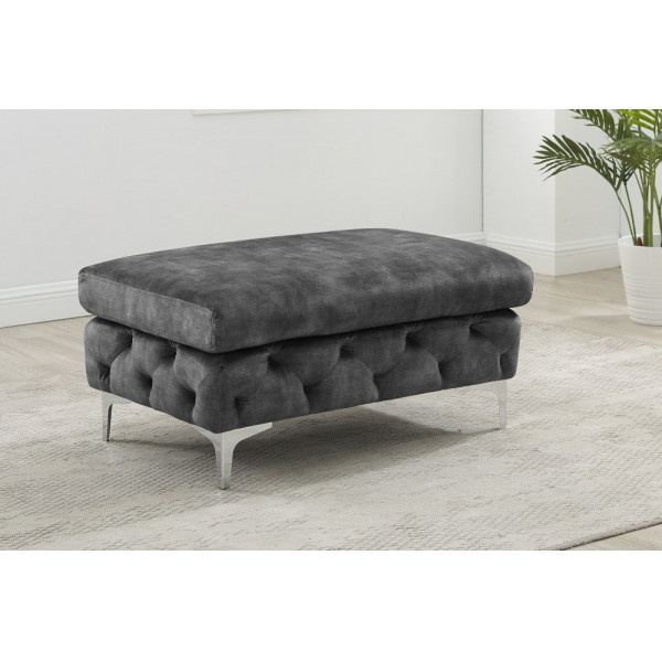 MODERN BAROCK design bársony puff - antracit