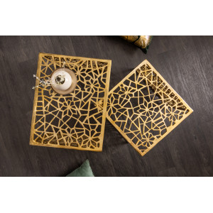 ABSTRACT design fém dohányzóasztal szett - arany INVICTA