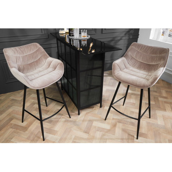 DUTCH design bársony bárszék - beige
