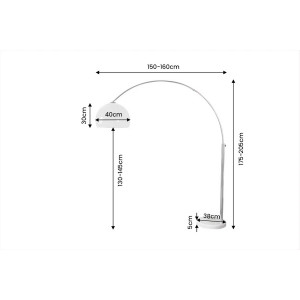 ARCH modern íves állólámpa 205 cm – fehér / króm