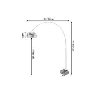CURVE modern íves állólámpa 210 cm – króm