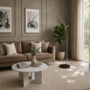 CURVE modern íves állólámpa 210 cm – króm INVICTA