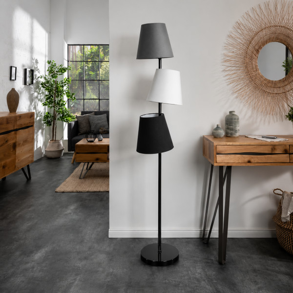 CASCADE modern állólámpa 163 cm – fekete / szürke / fehér
