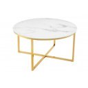 ELEGANCE modern dohányzóasztal -80cm- fehér/arany