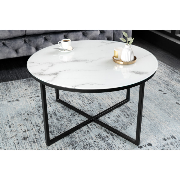 ELEGANCE modern dohányzóasztal -80cm- fehér/fekete