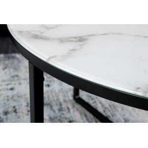 ELEGANCE modern dohányzóasztal -80cm- fehér/fekete Asztal