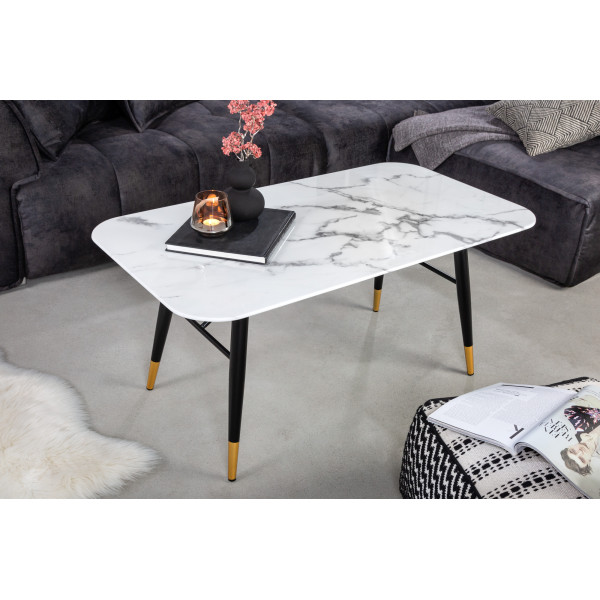 PARIS design üveg dohányzóasztal -110cm - fehér