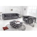 MODERN BAROCK design bársony fotel - antracit