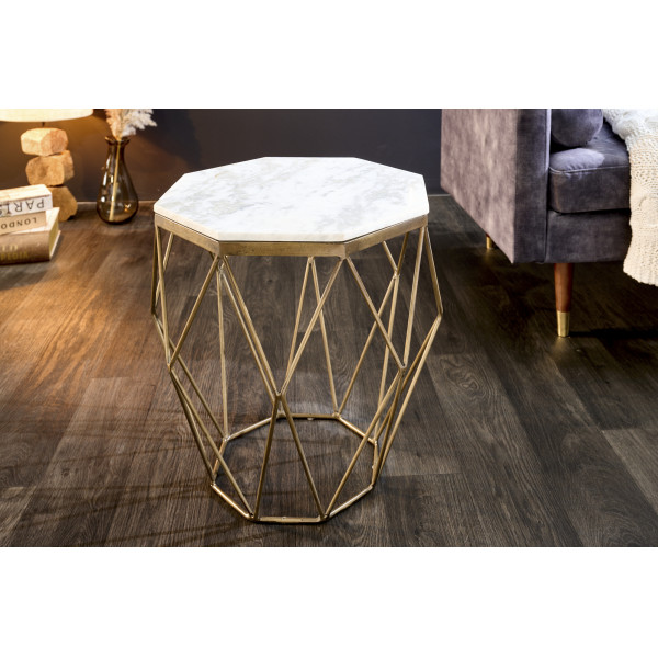 DIAMOND modern márvány lerakóasztal - fehér