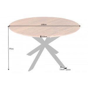 GALAXY tömör akác kerek étkezőasztal - 130cm