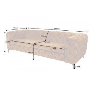 MODERN BAROCK exkluzív bársony kanapé - 235cm - mustár