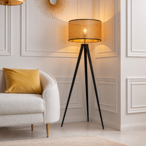 CANE modern állólámpa 142 cm – natúr / fekete INVICTA