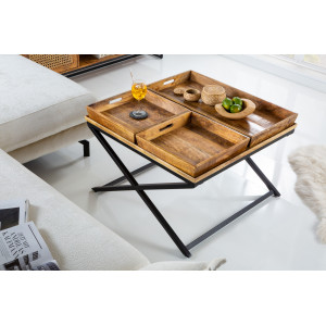 FINCA modern mangófa dohányzóasztal - 80cm INVICTA