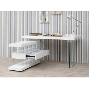 SPIRIT design üveg íróasztal - 140cm - fehér ANGEL CERDA
