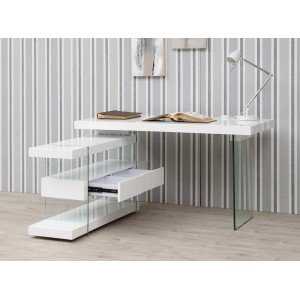 SPIRIT design üveg íróasztal - 140cm - fehér ANGEL CERDA