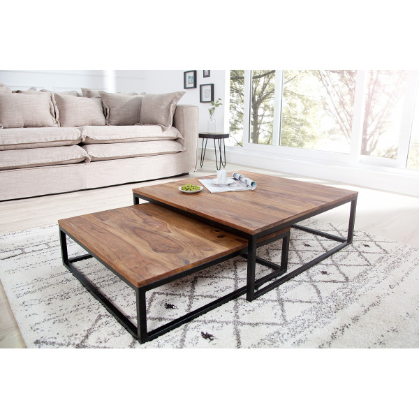 FUSION tömörfa dohányzóasztal szett - rózsafa