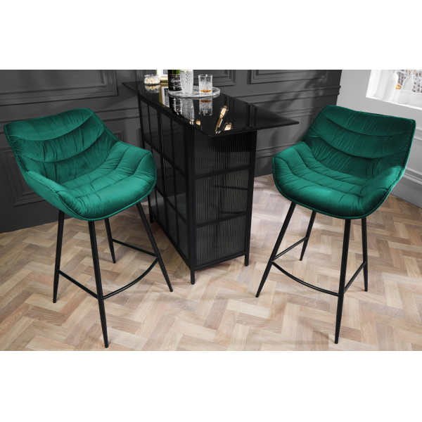 DUTCH design bársony bárszék - zöld