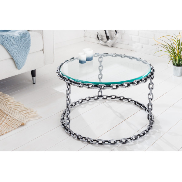 CHAIN modern üveg dohányzóasztal - 65cm