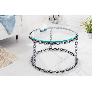 CHAIN modern üveg dohányzóasztal - 65cm INVICTA