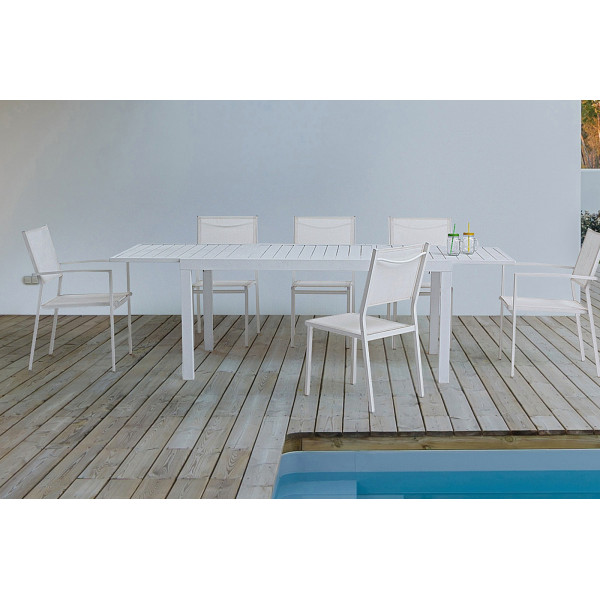 HILDE bővíthető kültéri étkezőasztal - 160-240cm - fehér