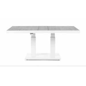 TRUMAN állítható magasságú prémium kültéri kerámia étkezőasztal - 140cm - világos szürke/fehér