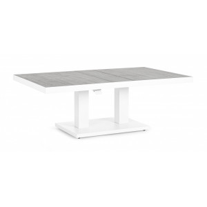 TRUMAN állítható magasságú prémium kültéri kerámia étkezőasztal - 140cm - világos szürke/fehér