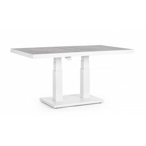 TRUMAN állítható magasságú prémium kültéri kerámia étkezőasztal - 140cm - világos szürke/fehér Étkezőasztalok