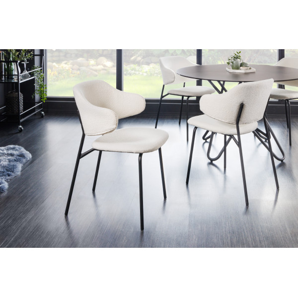 TRACY modern bouclé szék - fehér/fekete