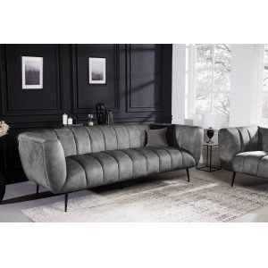 NOBLESSE exkluzív bársony kanapé - szürke - 225cm INVICTA