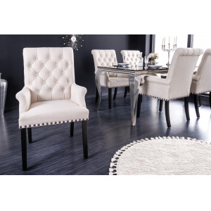 CASTLE DELUXE elegáns karfás szék - beige INVICTA