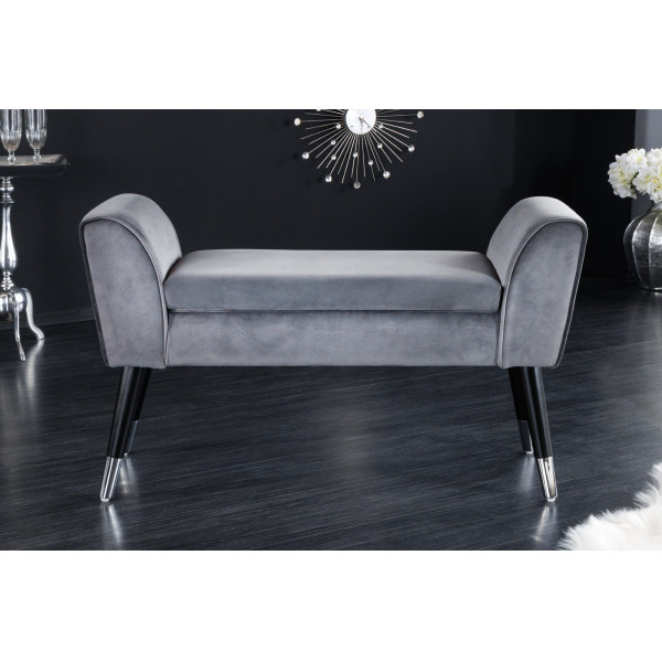 JEWEL bársony pad 90 cm – szürke / fekete