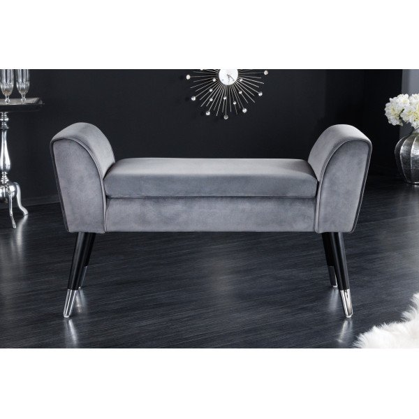 JEWEL bársony pad 90 cm – szürke / fekete