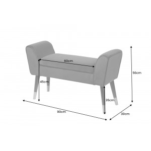 JEWEL bársony pad 90 cm – szürke / fekete