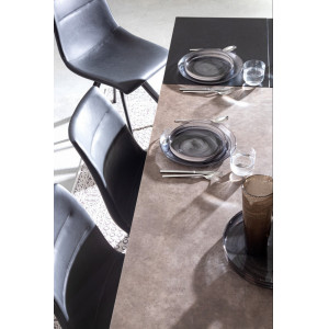 OMINA design bővíthető kerámia étkezőasztal - 140-200/160-220cm - szürke/fekete