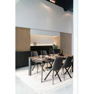 OMINA design bővíthető kerámia étkezőasztal - 140-200/160-220cm - szürke/fekete