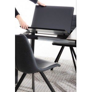 OMINA design bővíthető kerámia étkezőasztal - 140-200/160-220cm - szürke/fekete