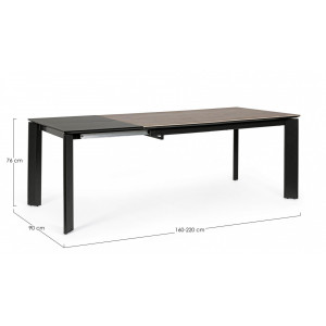 OMINA design bővíthető kerámia étkezőasztal - 140-200/160-220cm - szürke/fekete
