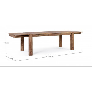 SALFORD tömör rózsafa étkezőasztal - 160-260cm/200-300cm