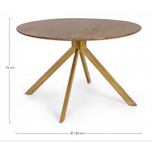 SHERMAN kerek mangófa étkezőasztal - 120cm