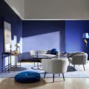VANELLE design boucle kanapé - 126cm- szürke/fehér