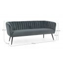 VANELLE design bársony kanapé - 175cm - szürke/kék