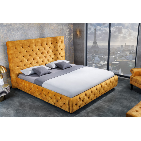 PARIS modern bársony ágykeret -  160x200cm - sárga PARIS modern bársony ágykeret -  160x200cm - sárga