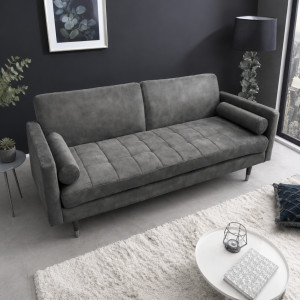 TAILOR mikrovelúr kanapéágy 196 cm – szürke / barna INVICTA