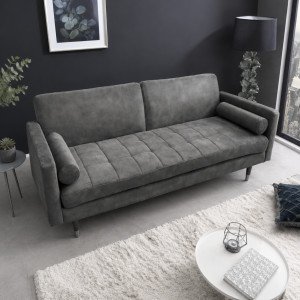 TAILOR mikrovelúr kanapéágy 196 cm – szürke / barna INVICTA