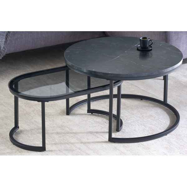 ELEGANCE design dohányzóasztal szett - fekete