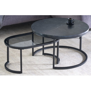 ELEGANCE design dohányzóasztal szett - fekete INVICTA