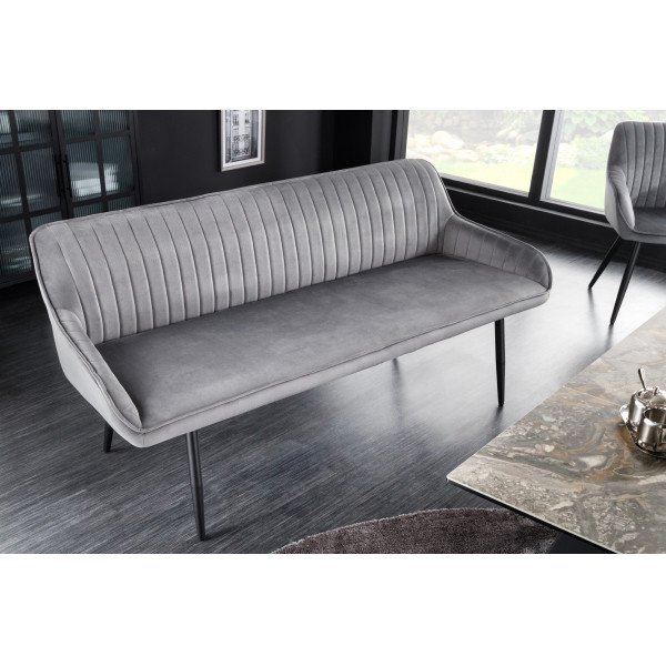 TURIN modern bársony ülőpad - 160cm - szürke